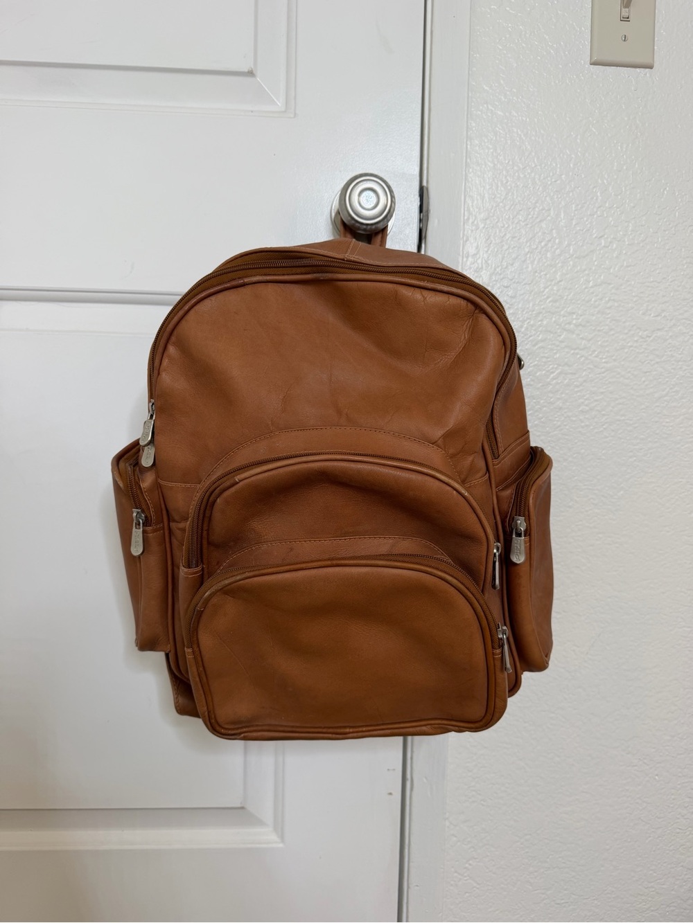 Piel Leather Backpack Laptop Bag Brown Multi Pocket